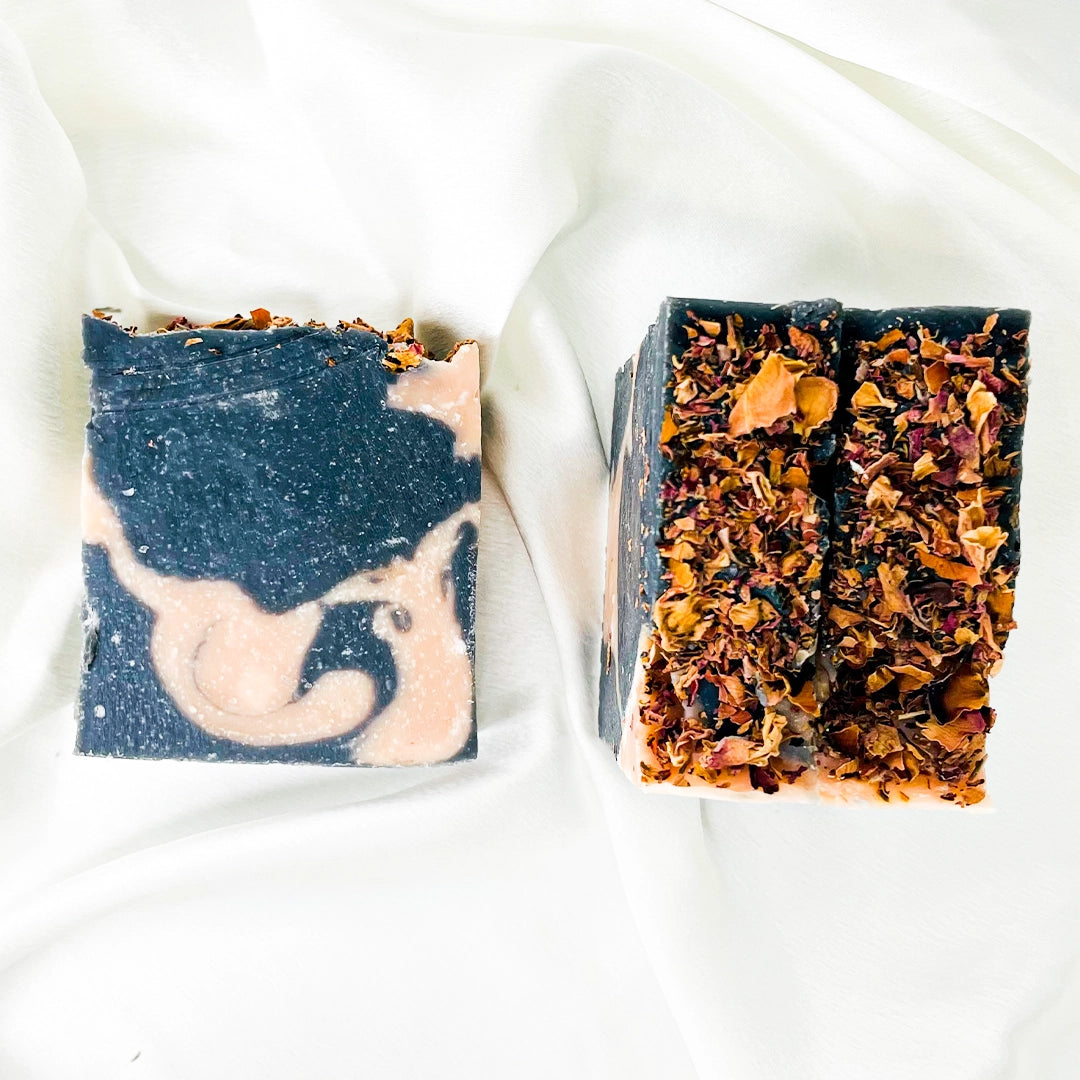Charcoal Pink Clay Black Rose Soap